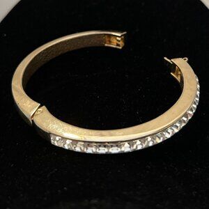 Gold Tone and Crystal Hinged Bracelet